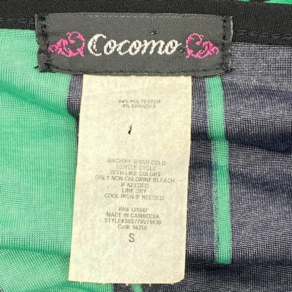 COCOMO Boxy Keyhole Poncho Black Green Blouse S - Picture 9 of 9